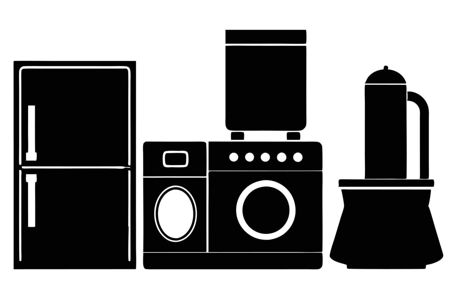 Silhouette Icon Set of home appliances vector