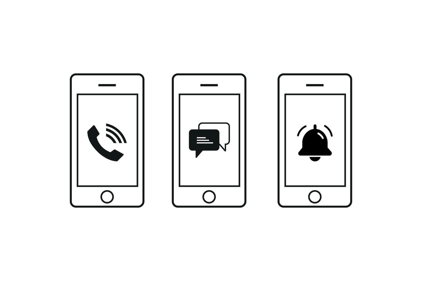 Notification icon set with mobile interface vector