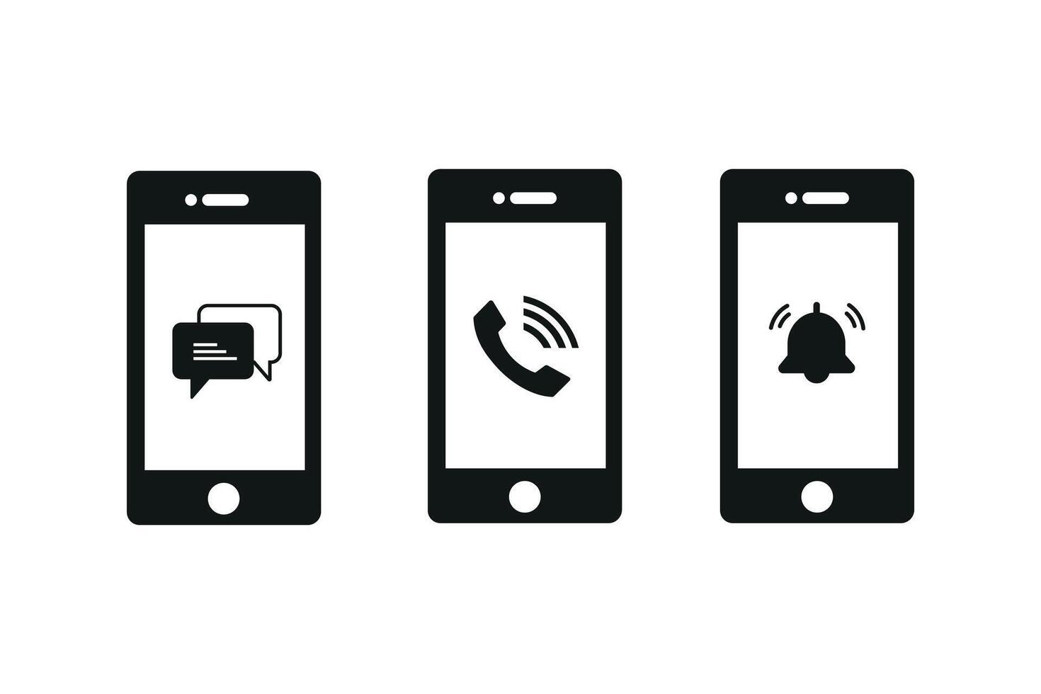 Notification icon collection with mobile interface vector