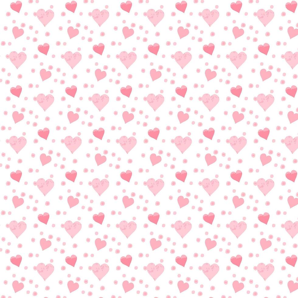 Pink Valentine Hearts And Dots Pattern Background vector