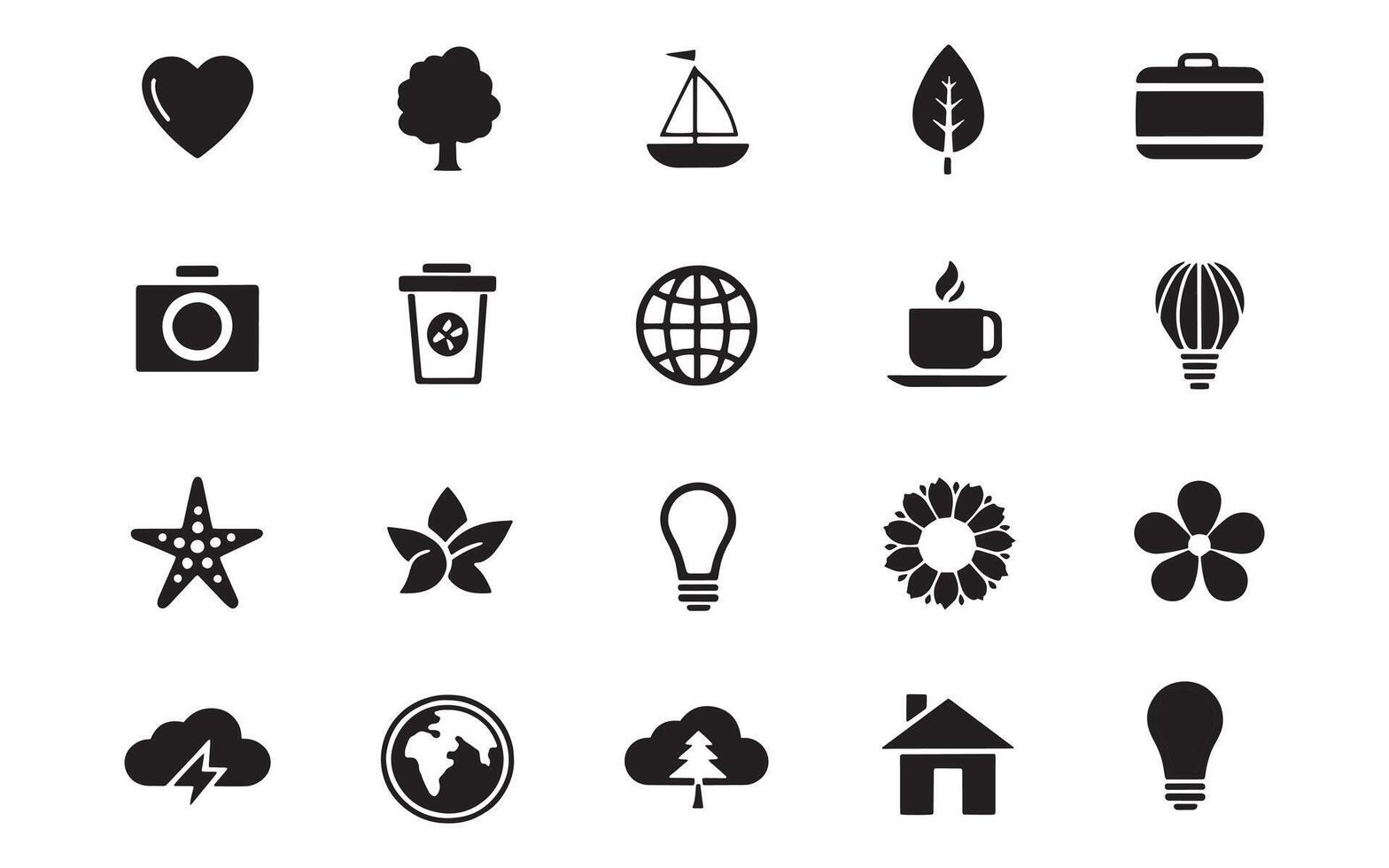Nature-Inspired Silhouette Icon Set vector