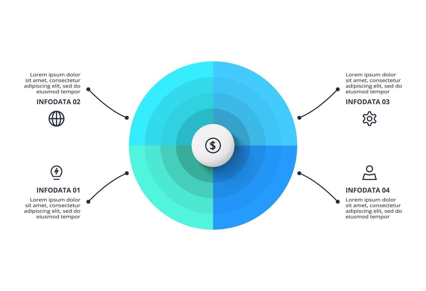Infographic with 4 steps, options, parts or processes. visualization. Creative vector
