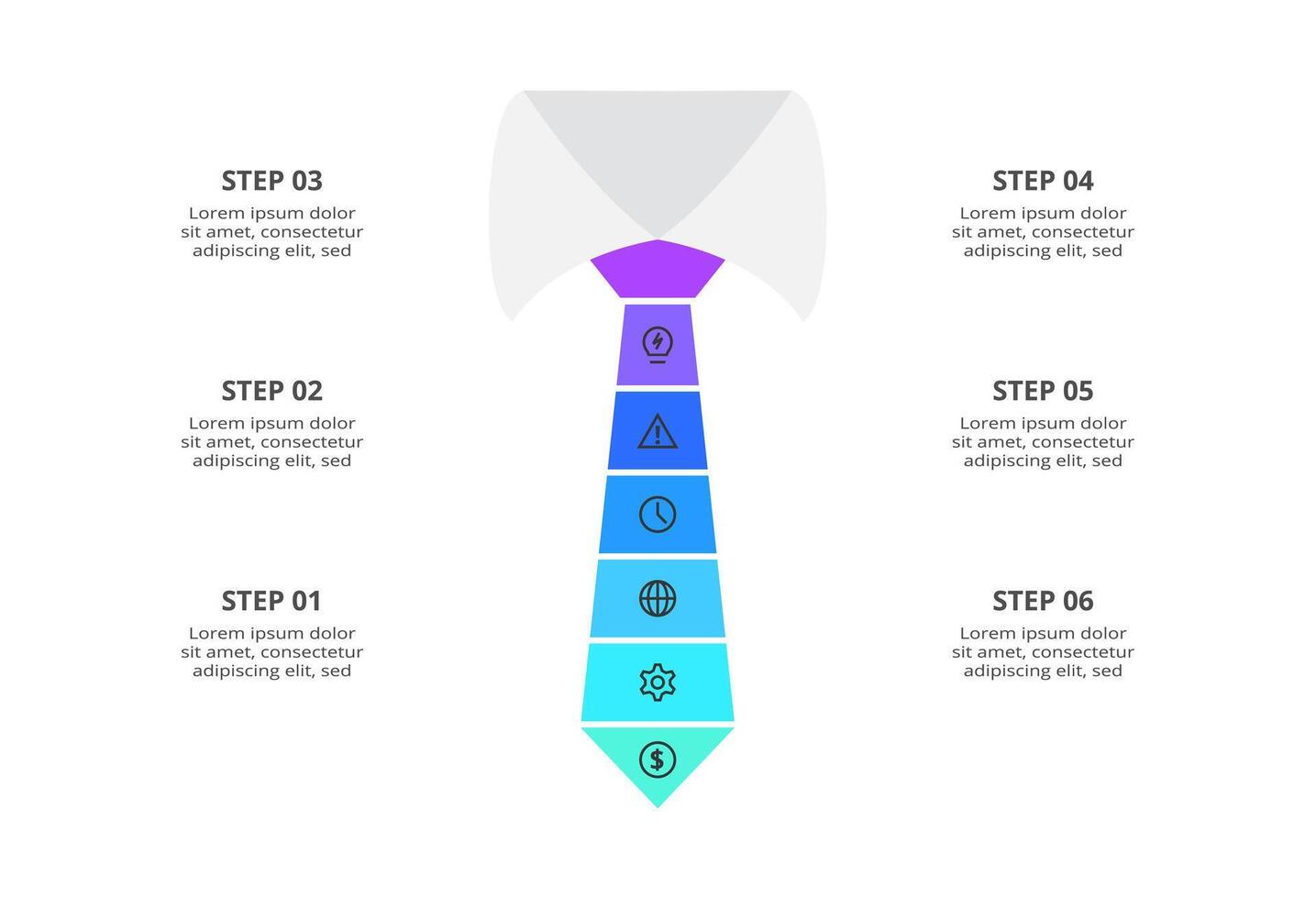 Creative infographic with 6 steps, options, parts or processes. Business vector