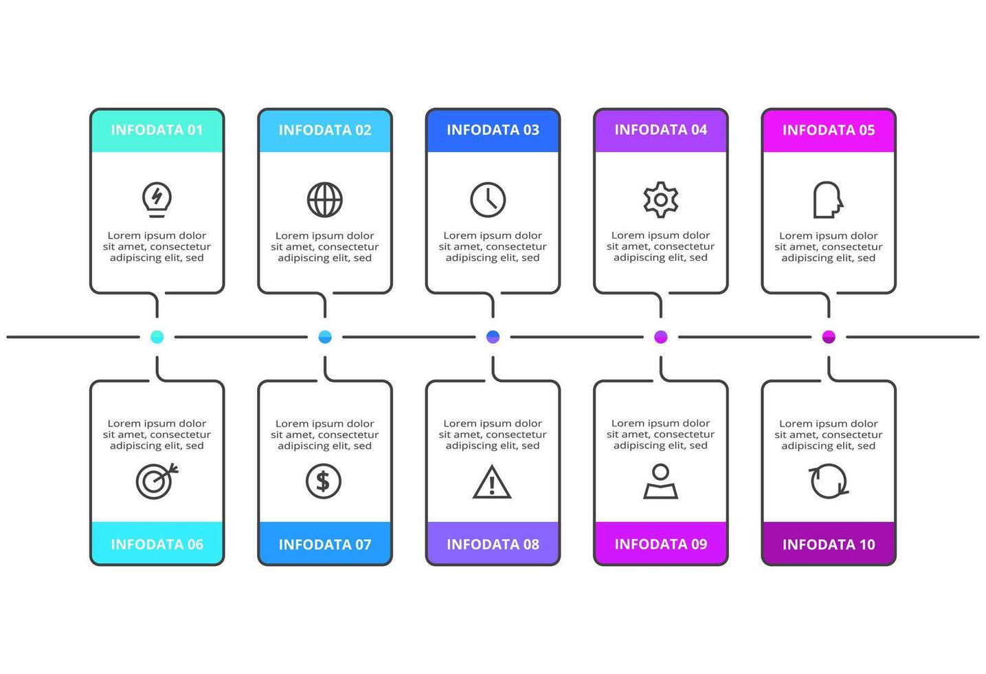 Creative concept for infographic with 10 steps, options,. Business data visualization. vector