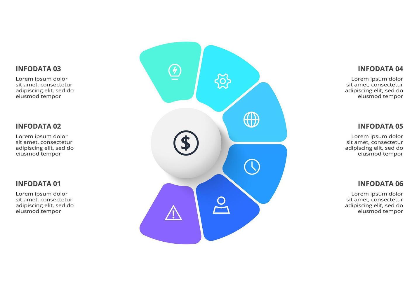 Creative concept for infographic with 6 options. vector