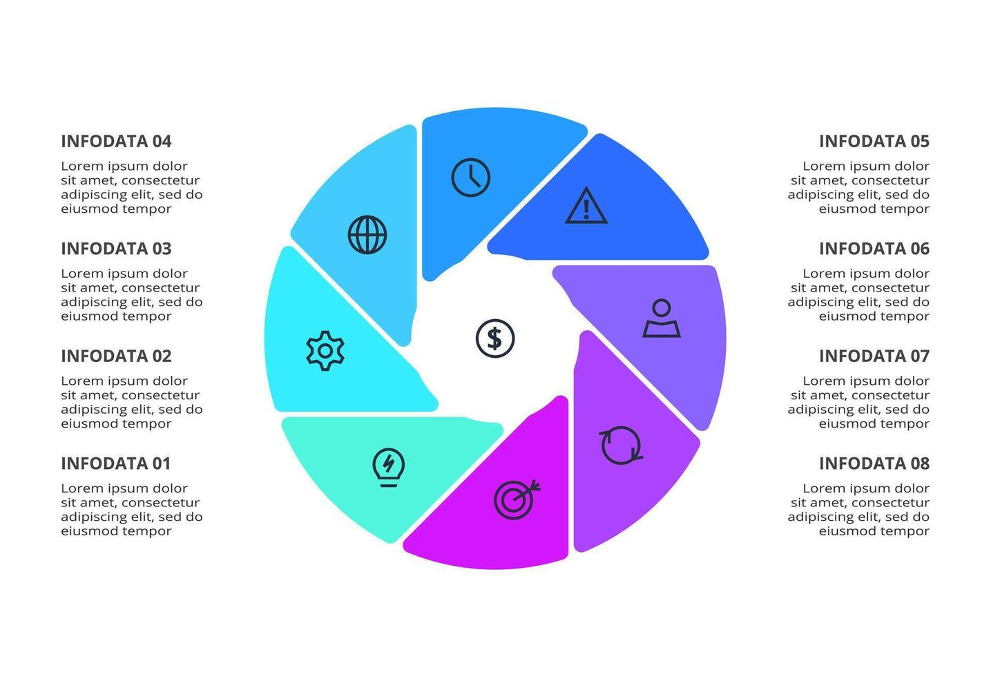 Creative infographic with 8 steps, options, parts vector