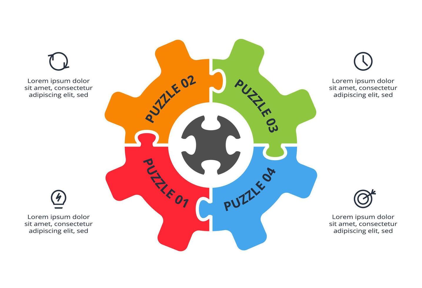 Puzzle infographic with 4 elements vector