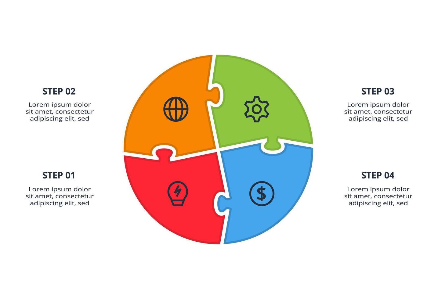 Infographic with 4 elements, presentations, illustration. vector