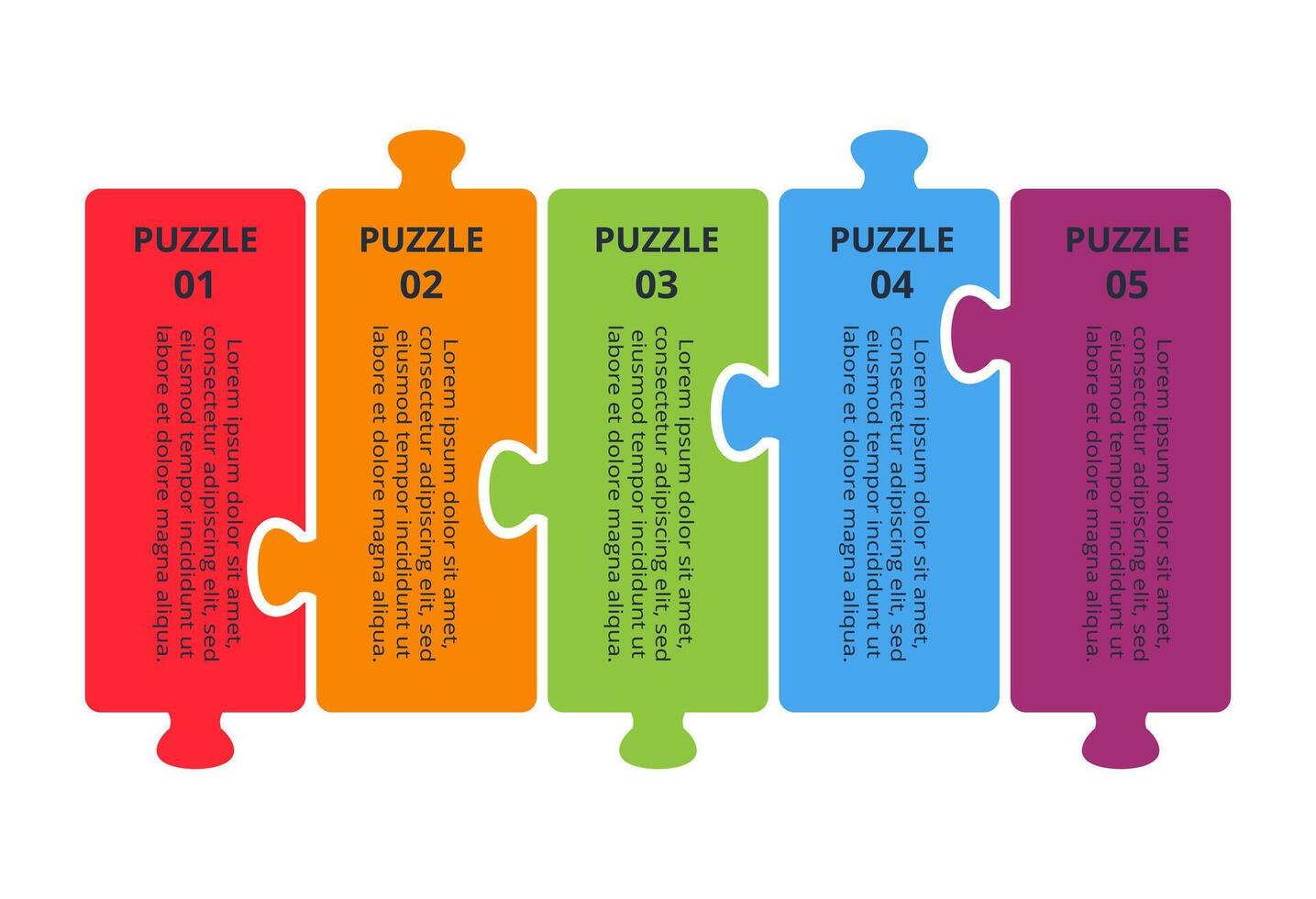 Puzzle infographic with 5 elements, presentations vector