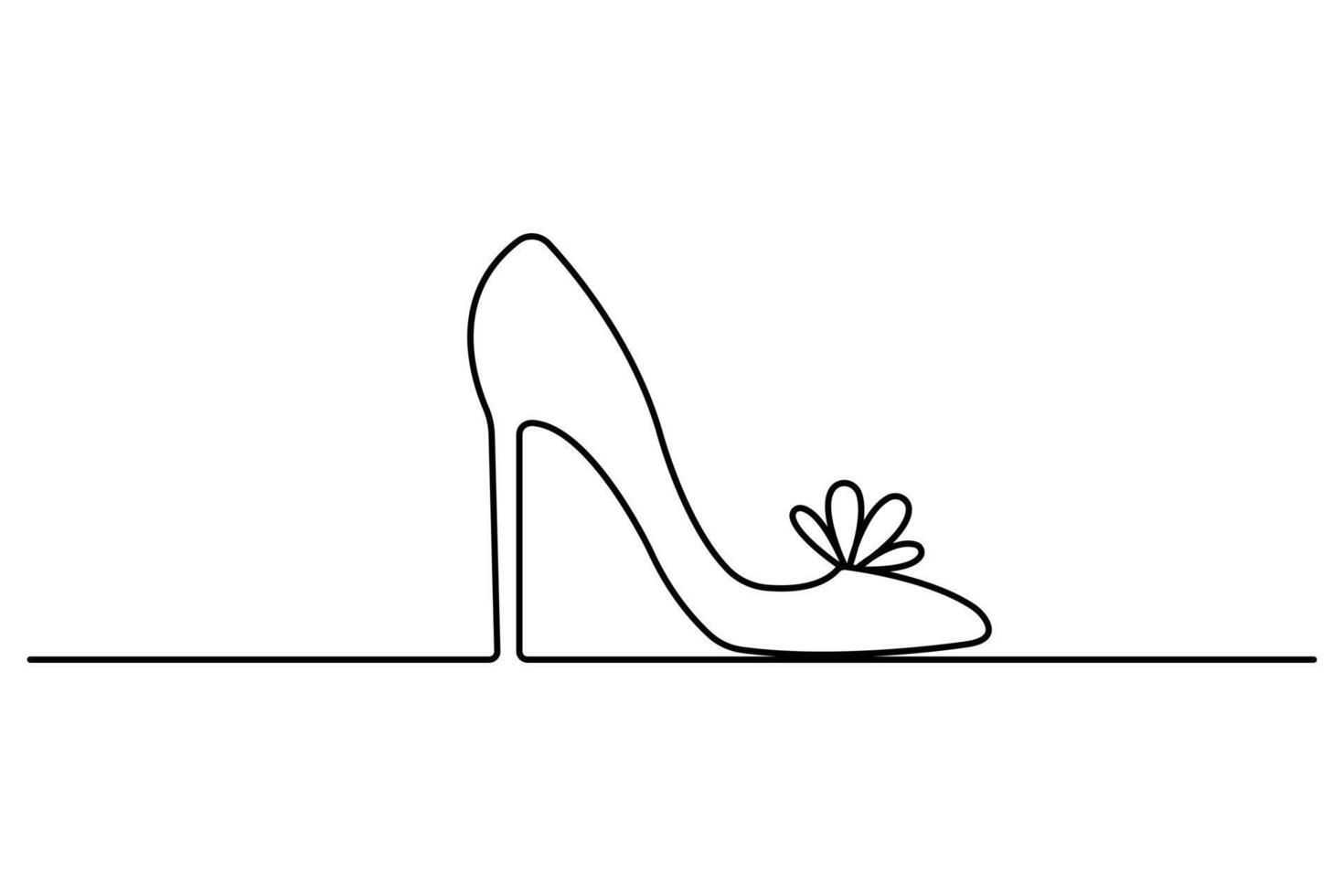 Women's shoes continuous single line drawing and minimalist outline illustration vector