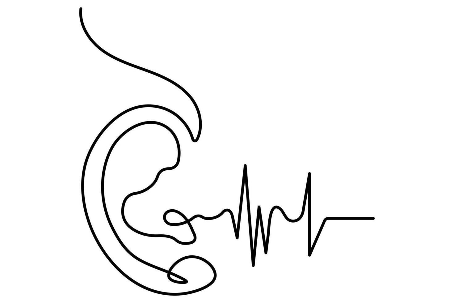 Human ear continuous single line drawing of white background vector