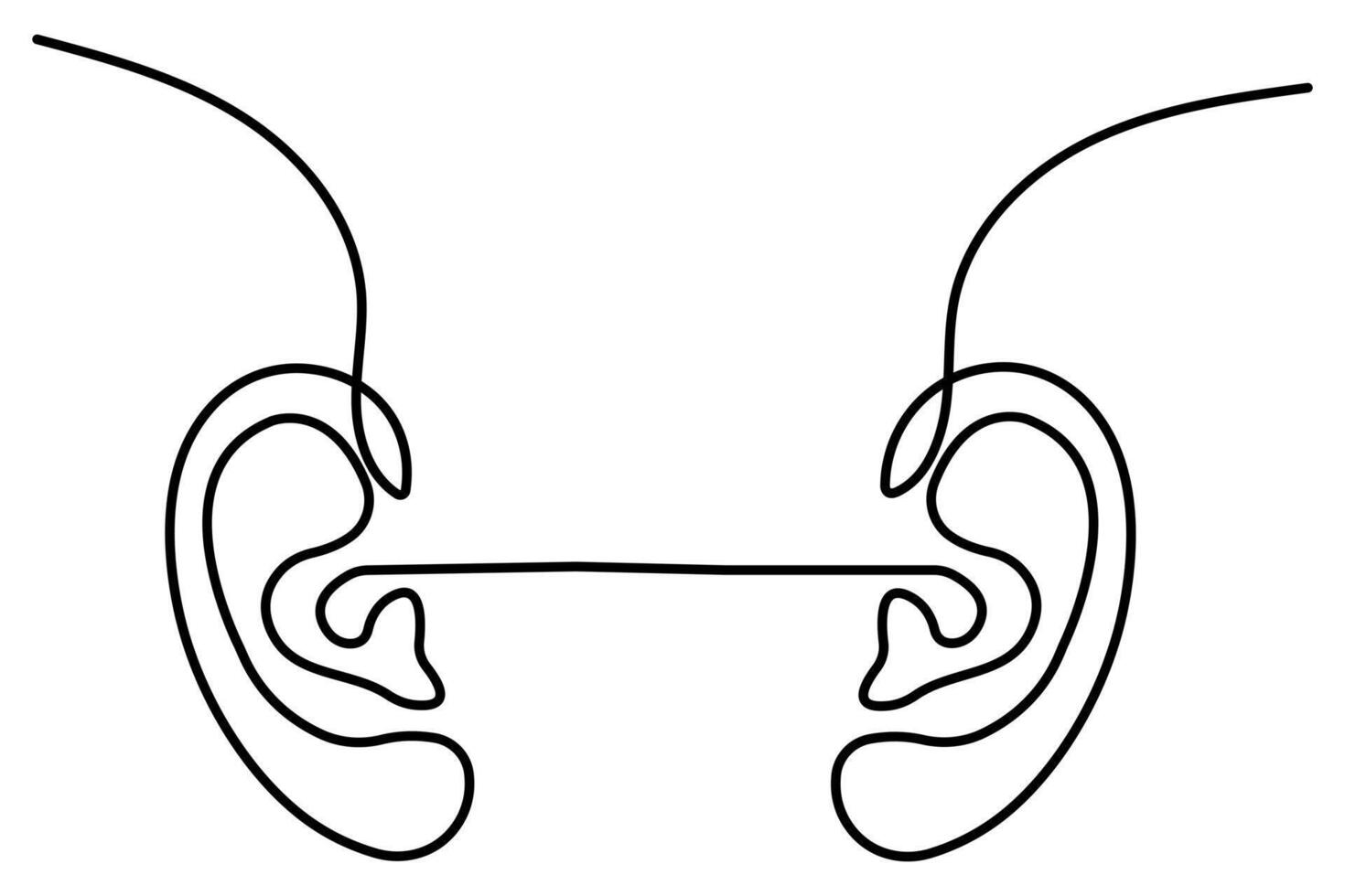 Human ear symbol illustration with editable stroke one line Icon. vector