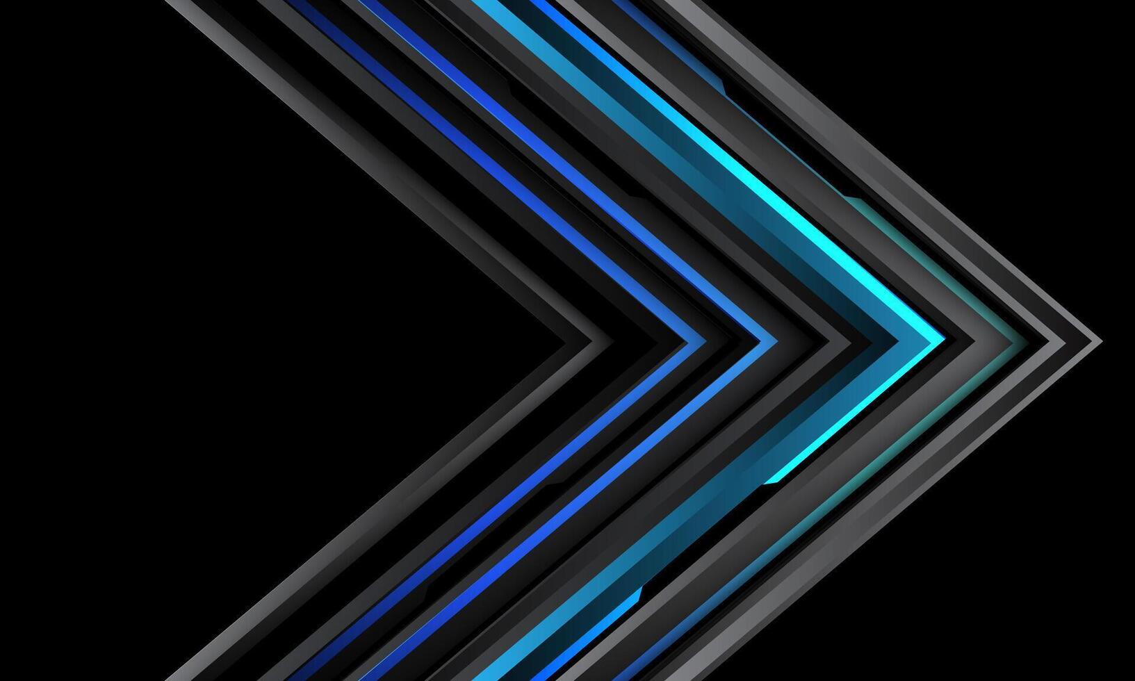 Abstract blue black cyber circuit arrow direction geometric on black design modern luxury futuristic technology background vector