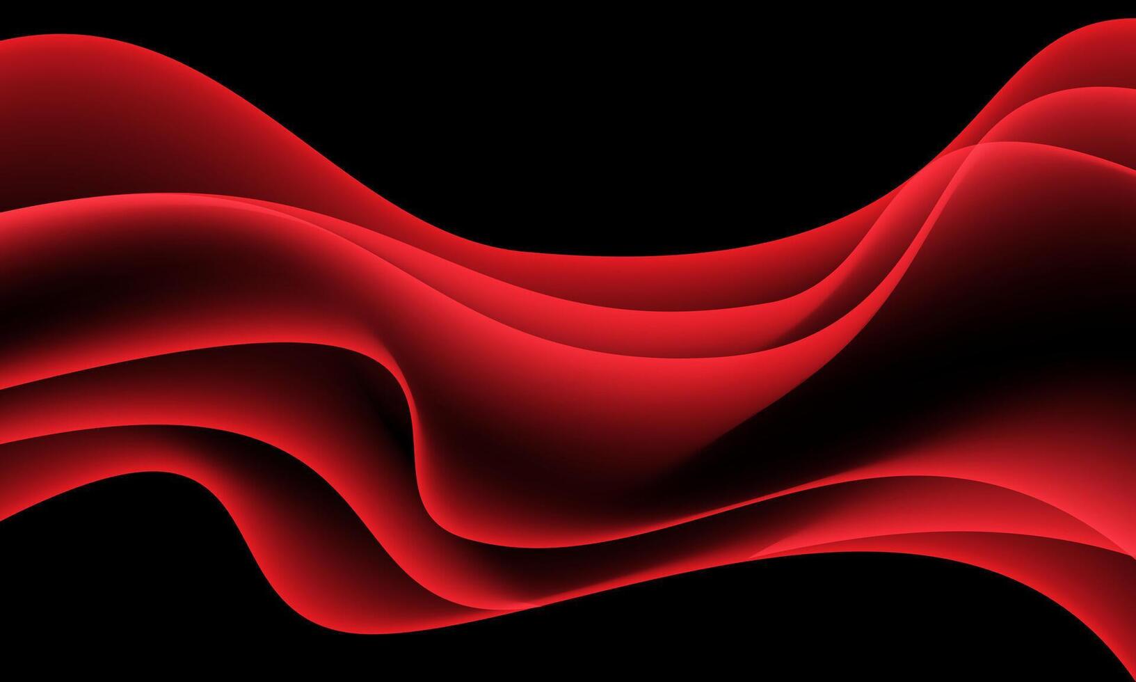 Abstract red wave curve overlap on black background vector