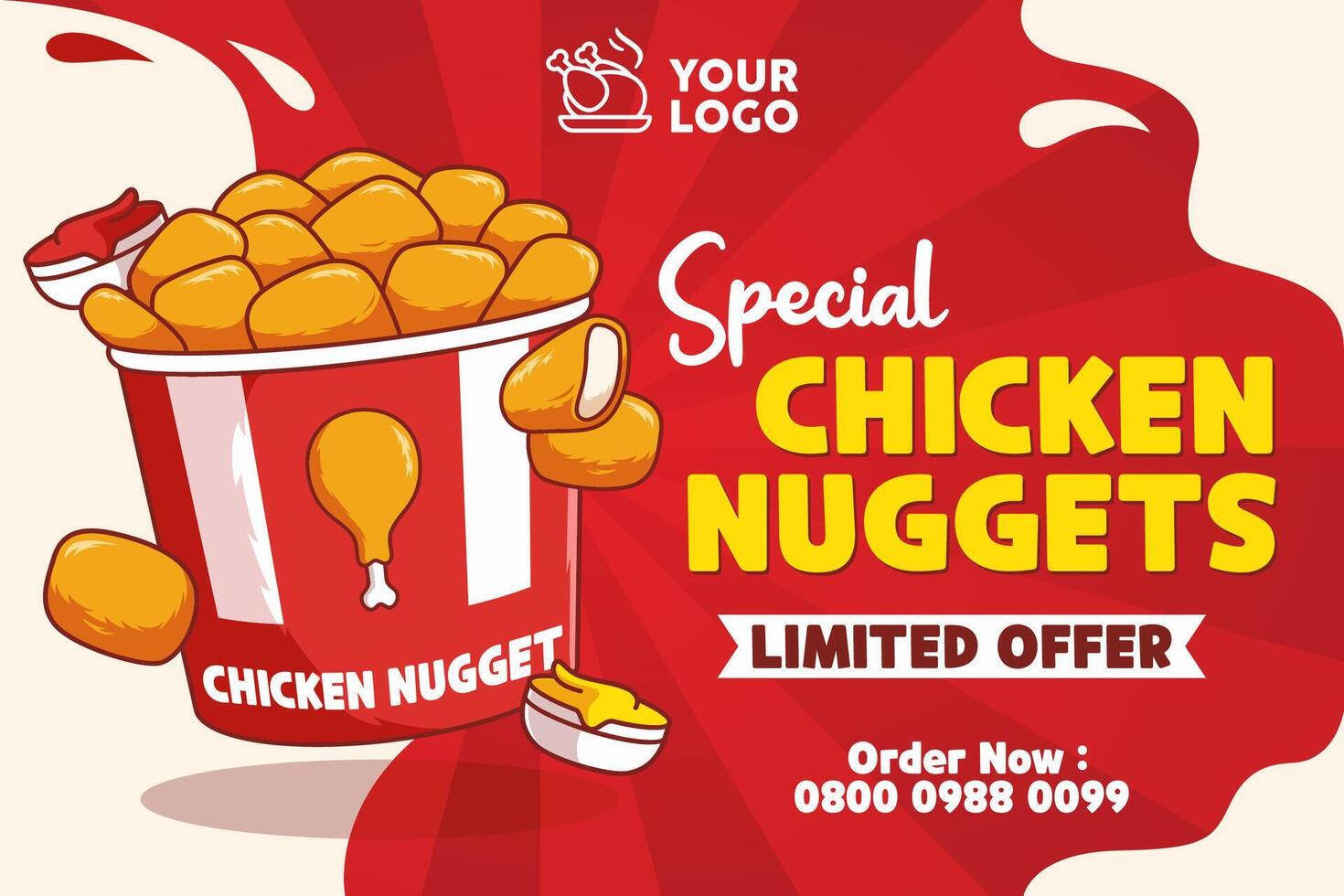 chicken nugget advertisement illustration. special chicken nugget promotion poster vector