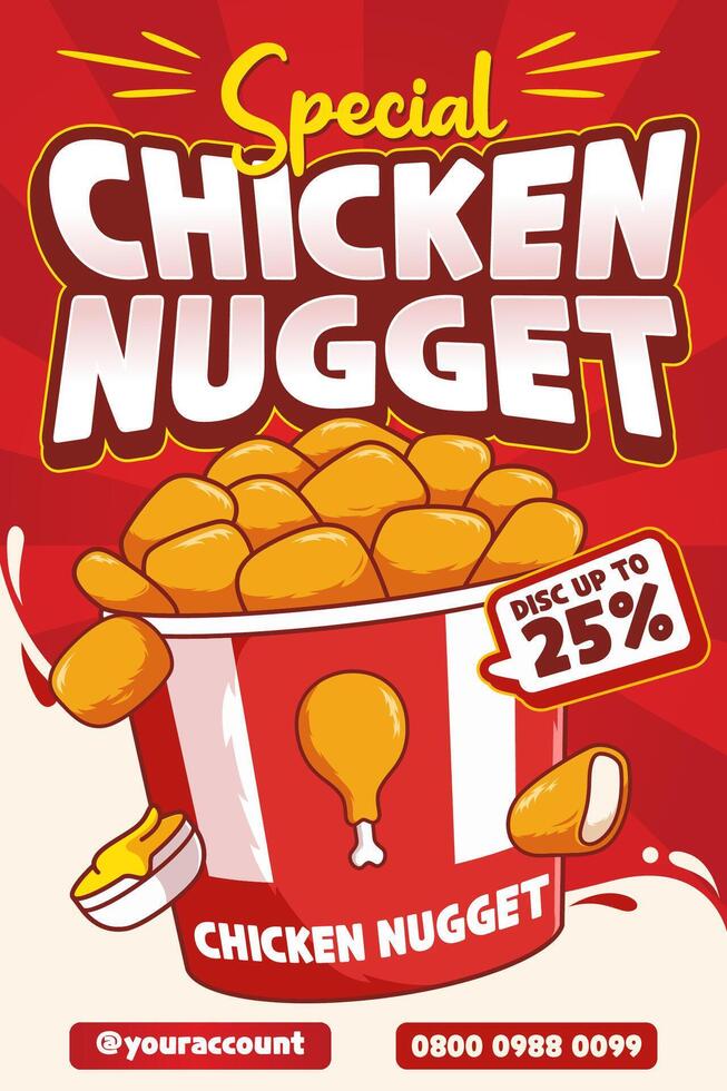 chicken nugget advertisement illustration. special chicken nugget promotion tamplate vector