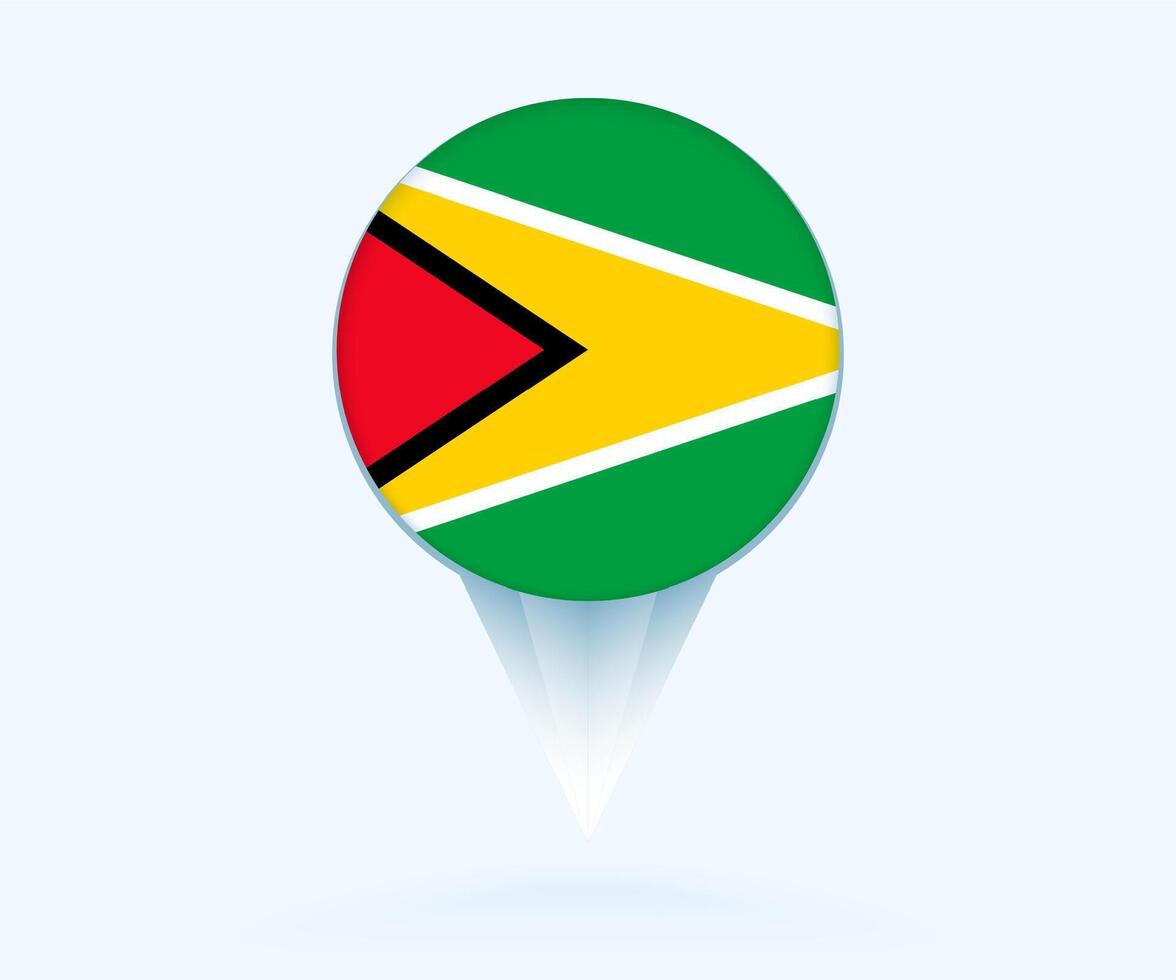 Map pointer with flag of Guyana. vector