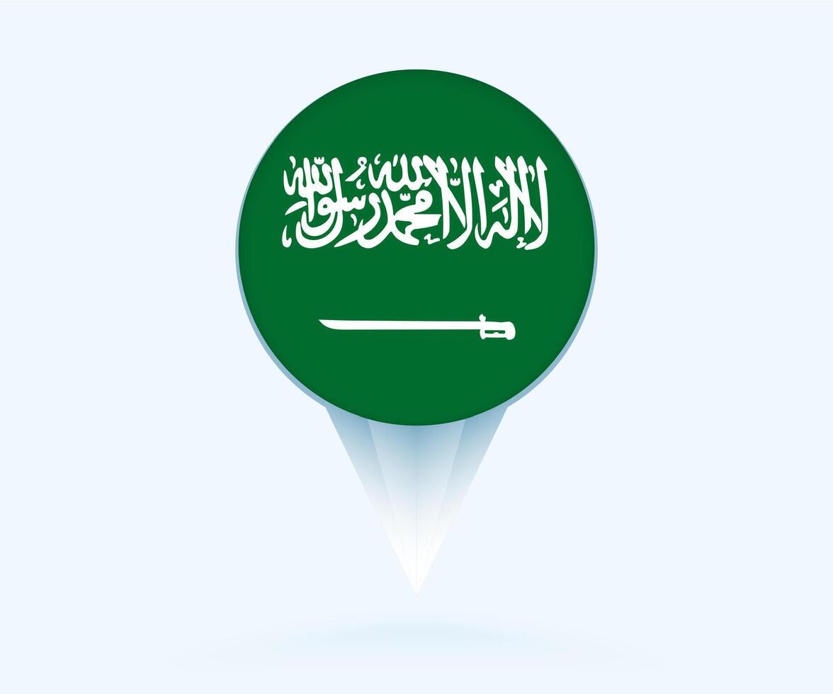 Map pointer with flag of Saudi Arabia. vector