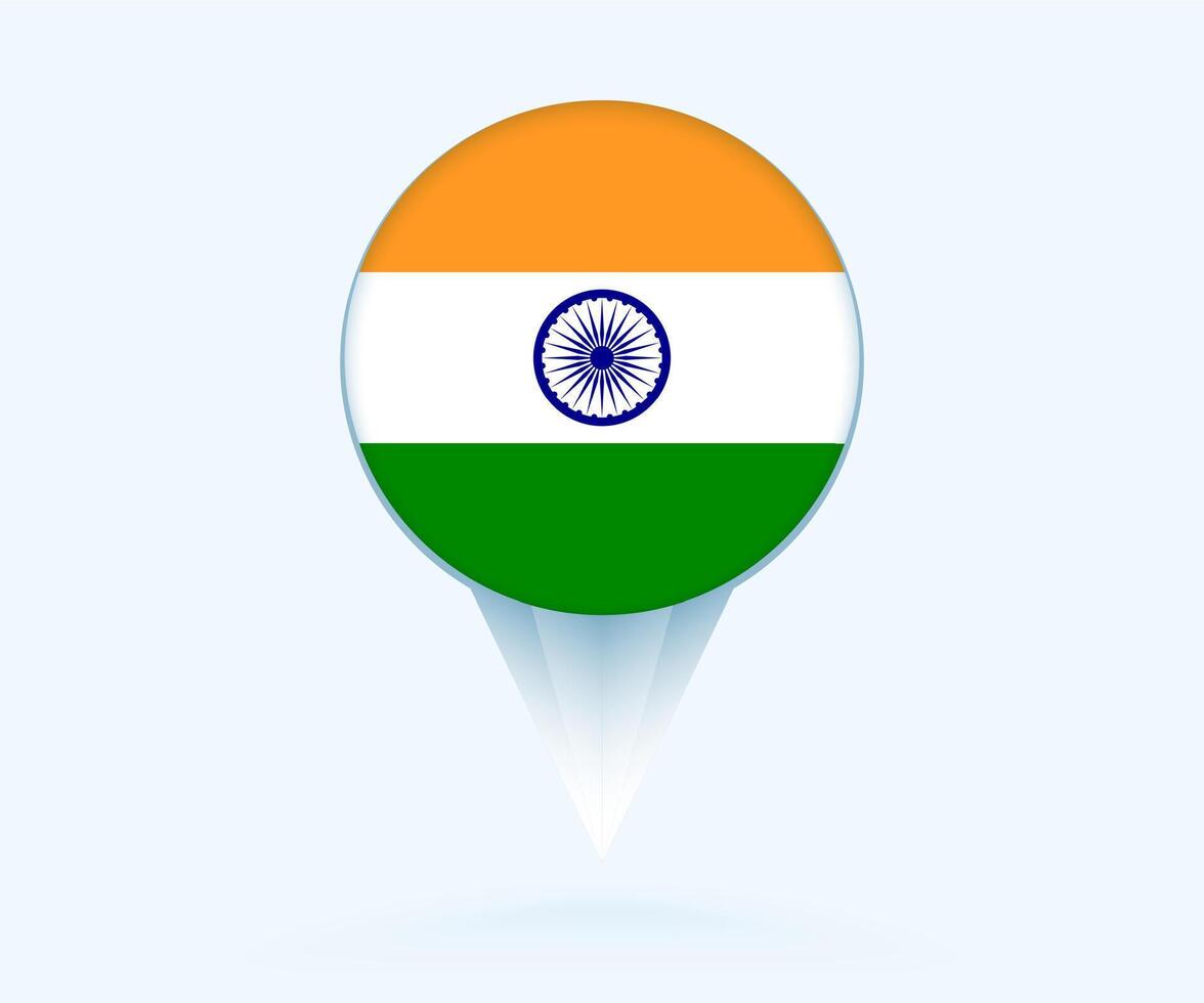 Map pointer with flag of India. vector