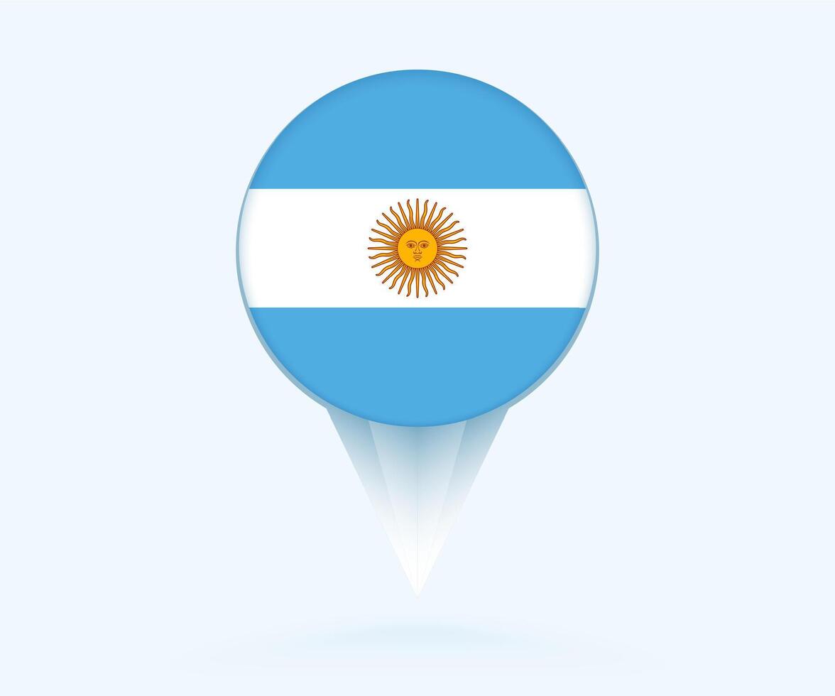 Map pointer with flag of Argentina. vector