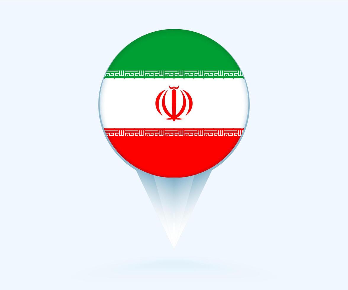 Map pointer with flag of Iran. vector