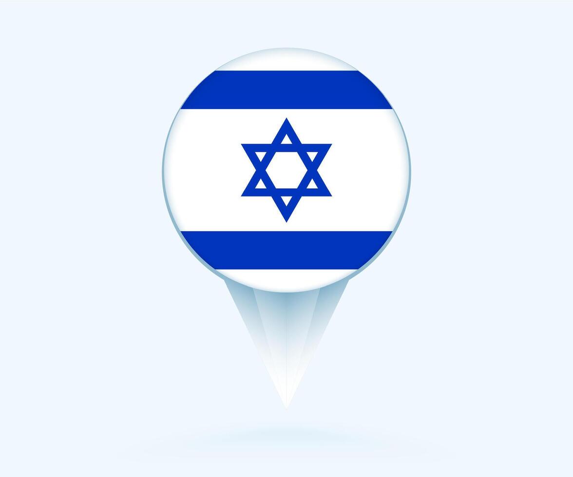 Map pointer with flag of Israel. vector