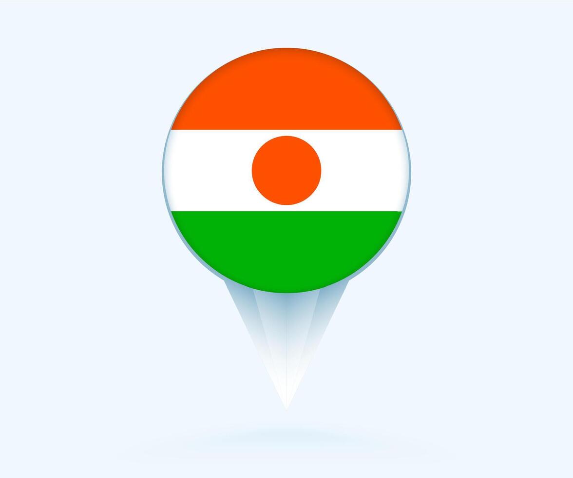Map pointer with flag of Niger. vector