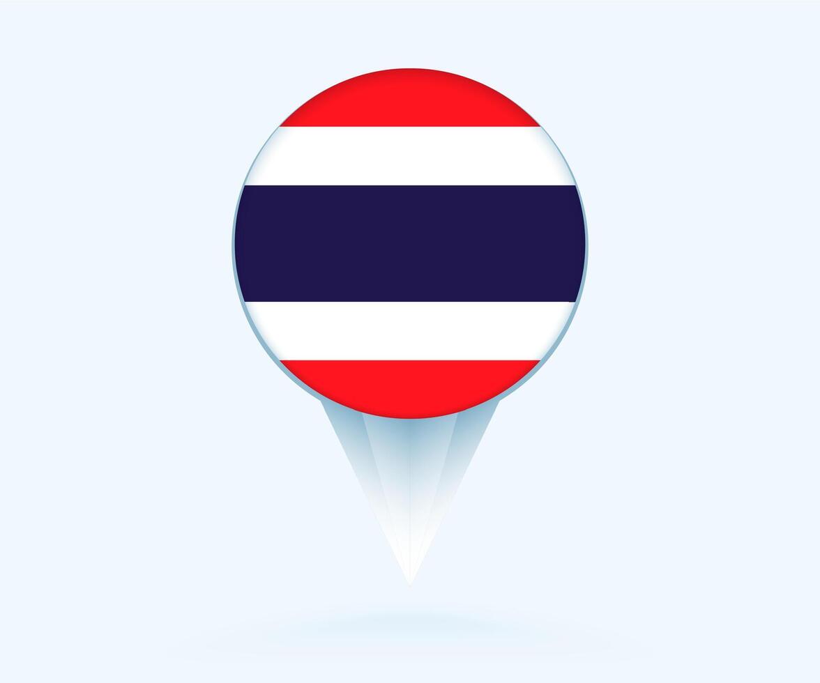 Map pointer with flag of Thailand. vector