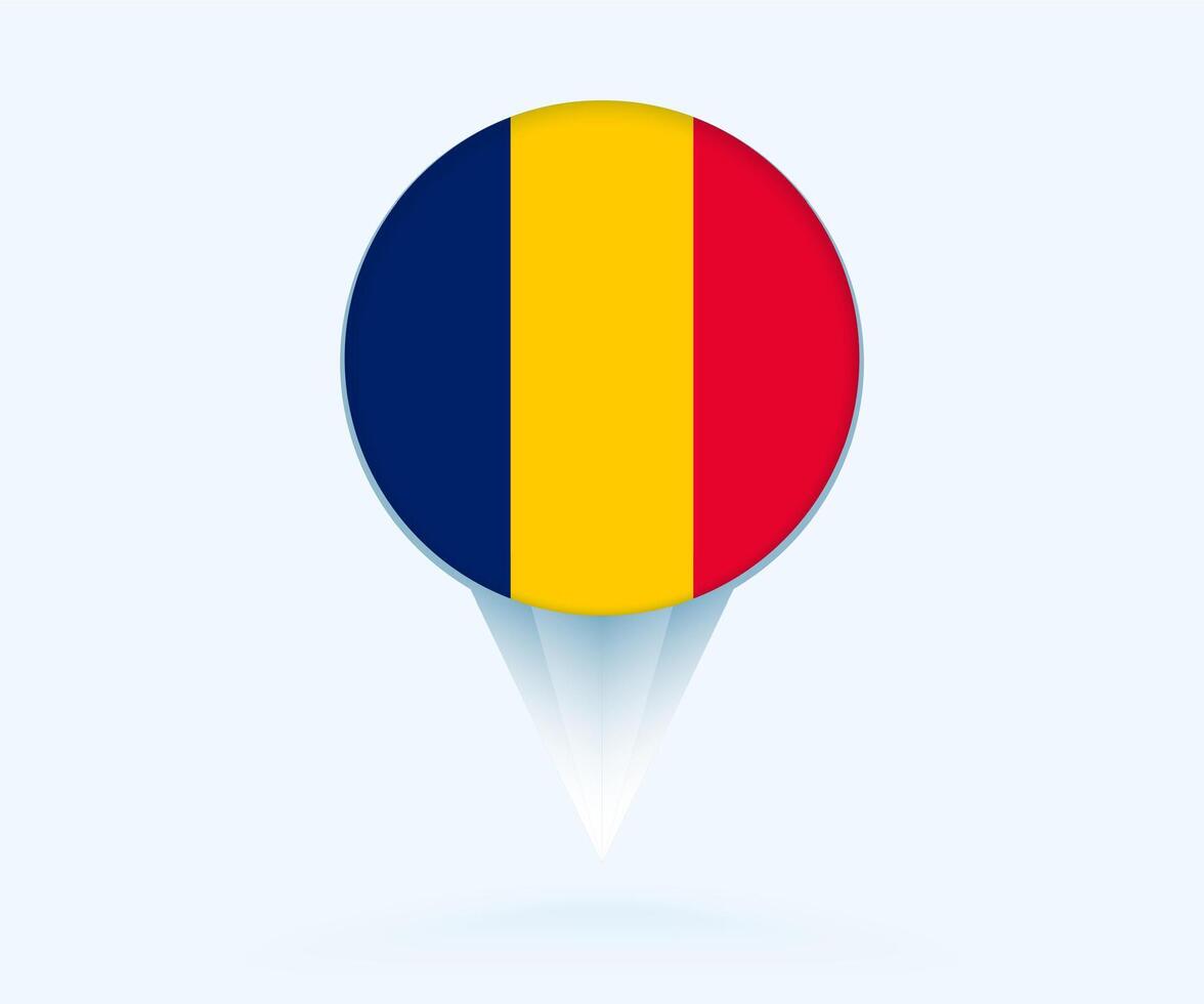 Map pointer with flag of Chad. vector