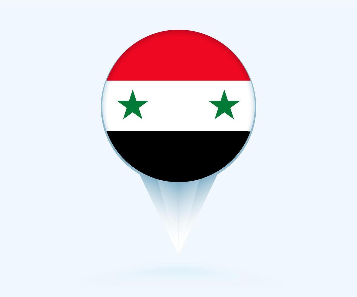 Map pointer with flag of Syria. vector
