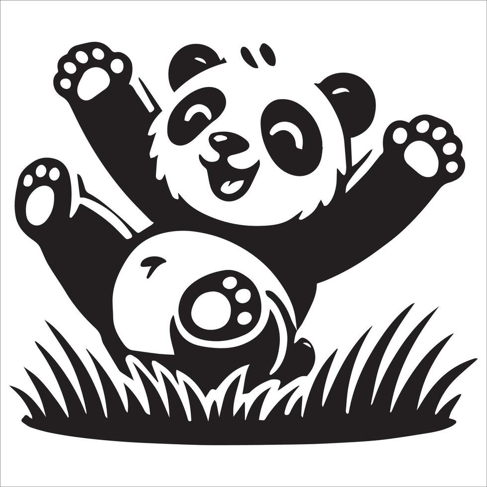 panda silhouette sleeping vector