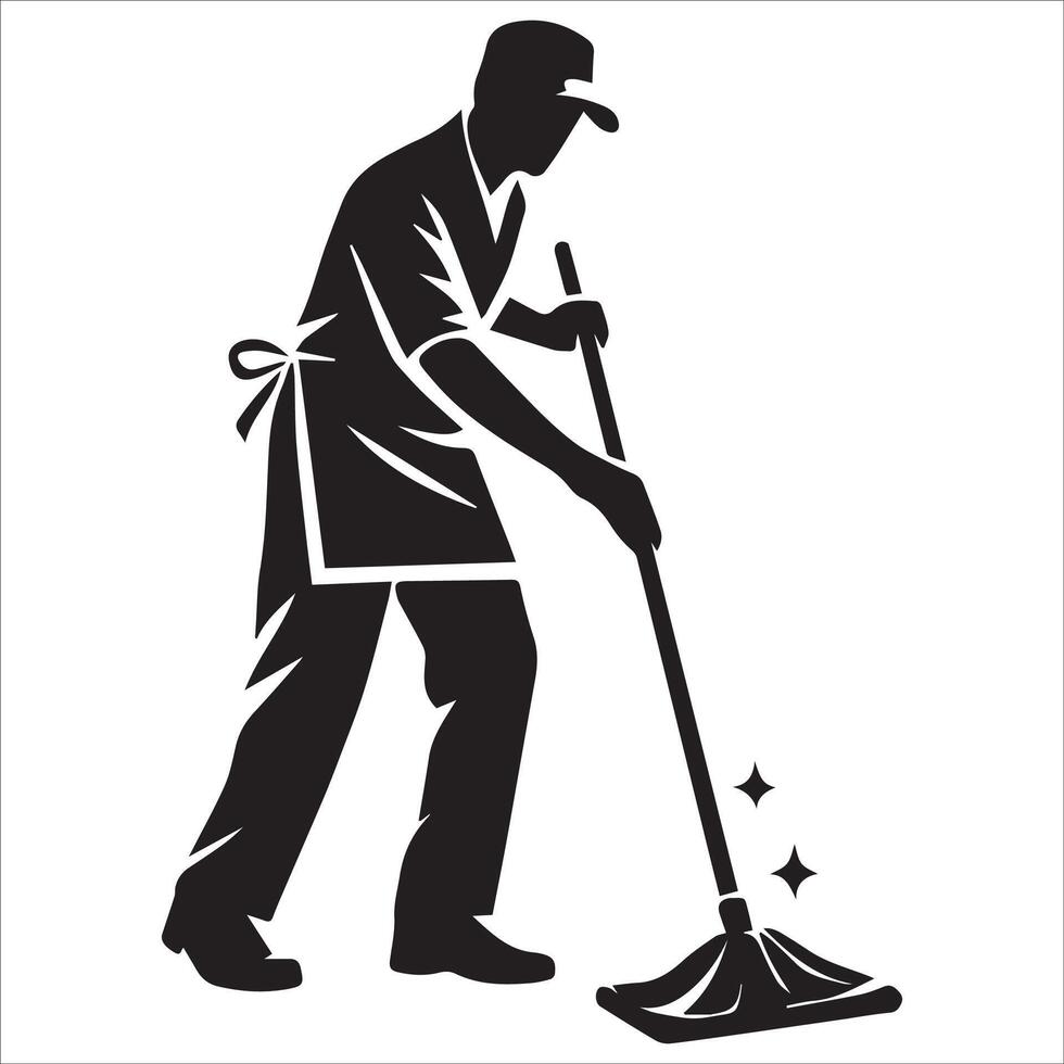 Minimalist Janitor Clipart Silhouette Design vector