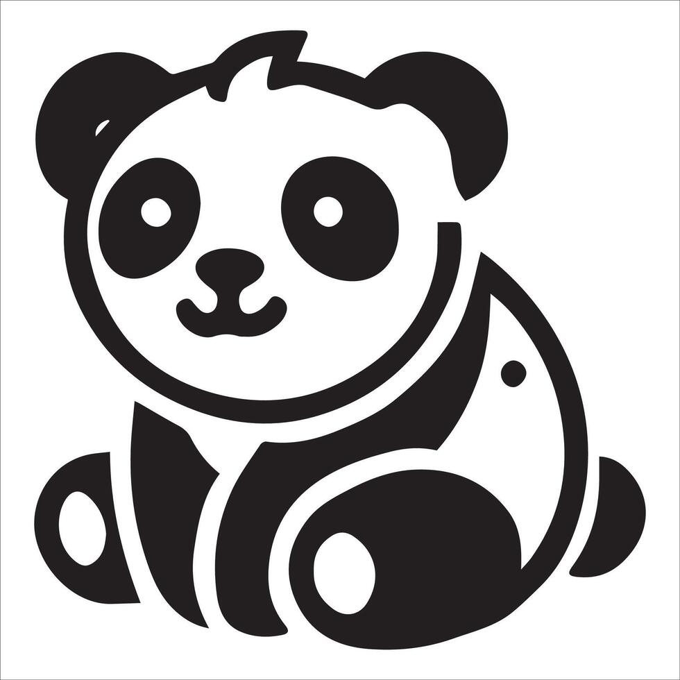 Relaxed Panda Sitting Pose Silhouette vector