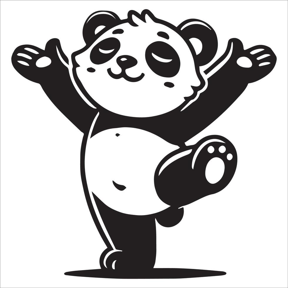 Dancing Panda Silhouette Design vector