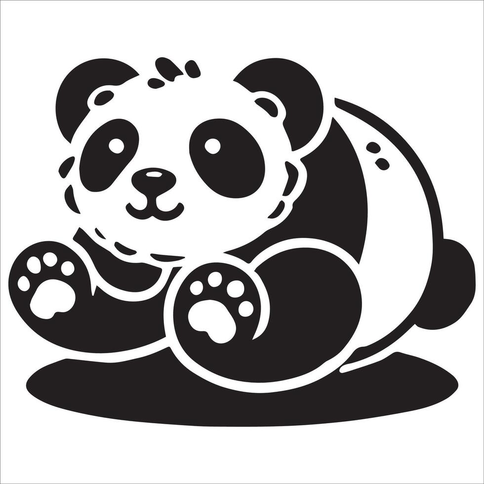 Cute Panda Resting Silhouette Design vector