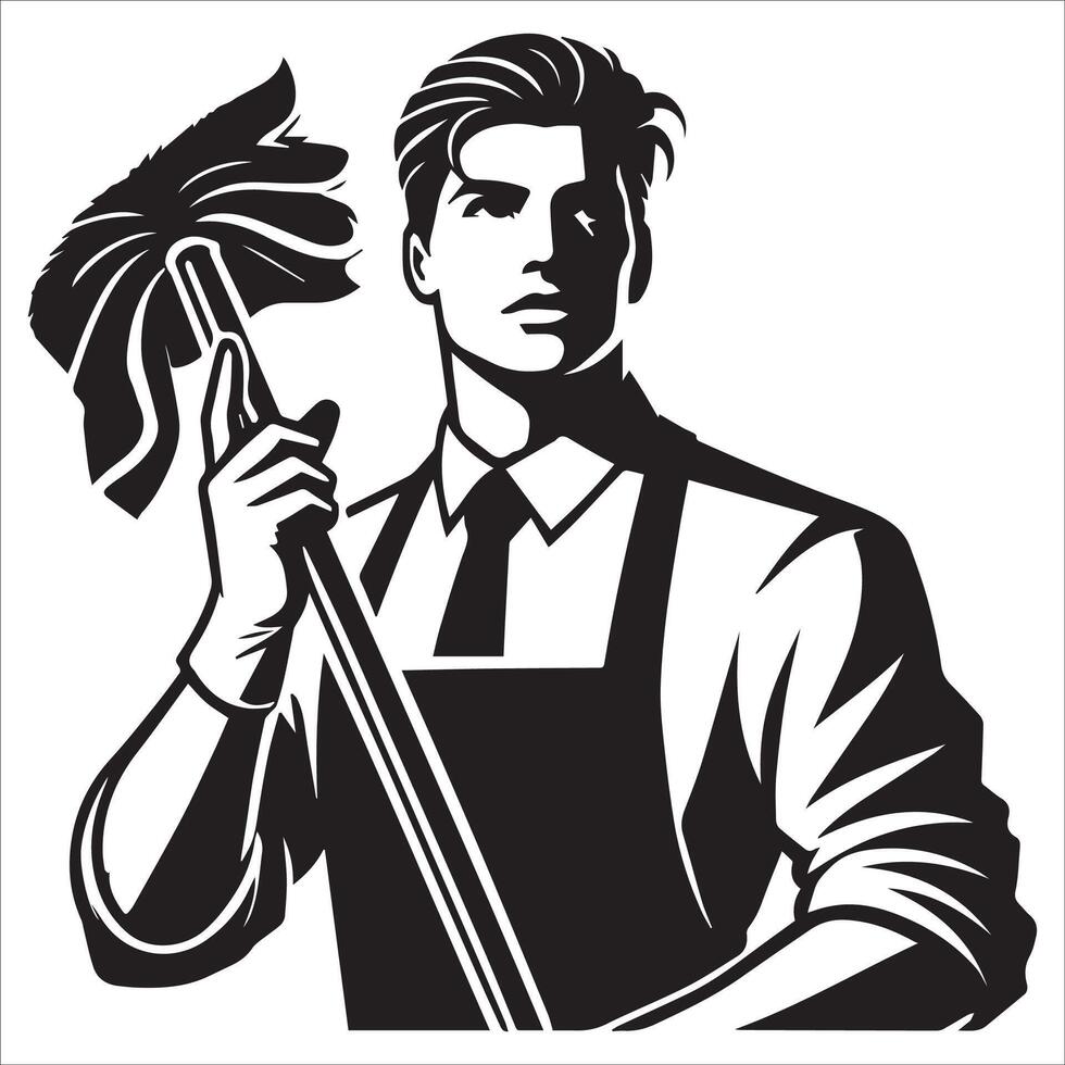 Cleaning Professional Silhouette Clipart Logo vector