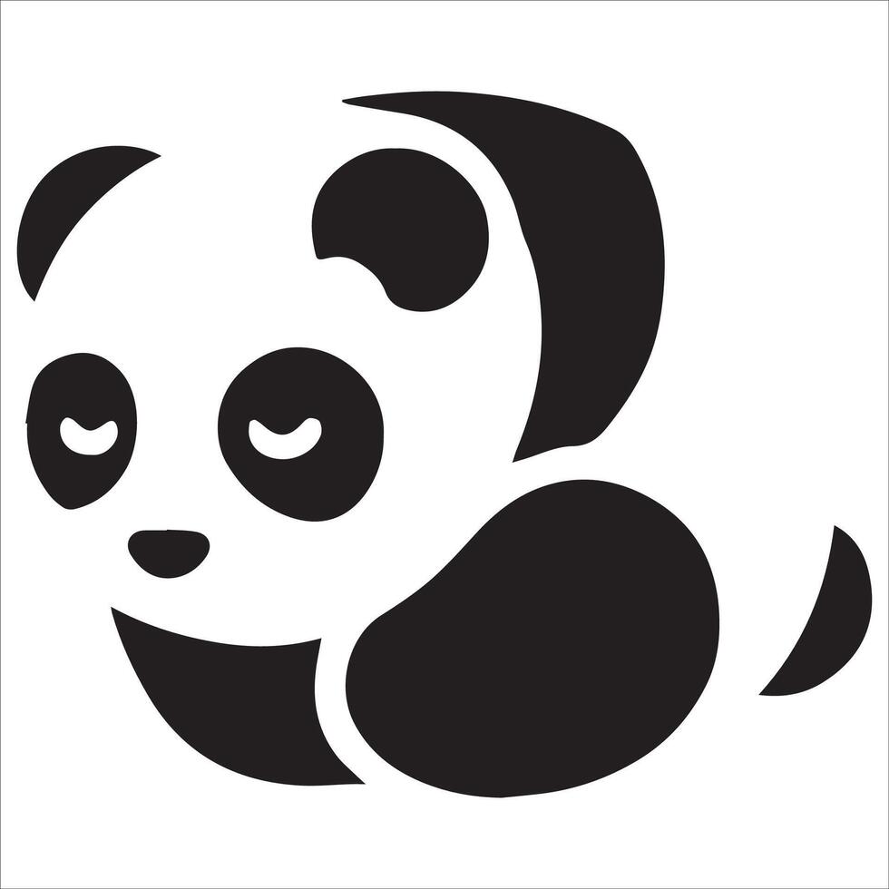 Cute and Calm Panda Sitting Silhouette vector