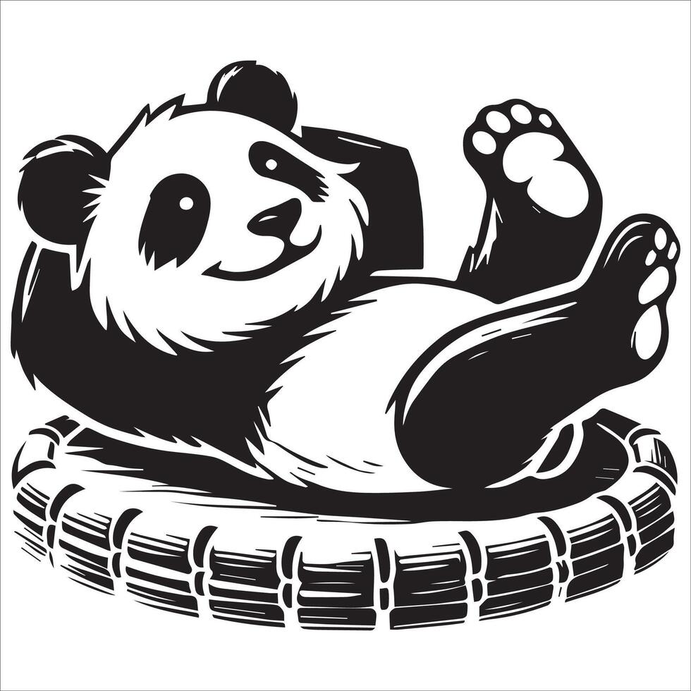 Calm Panda Silhouette in Resting Pose vector