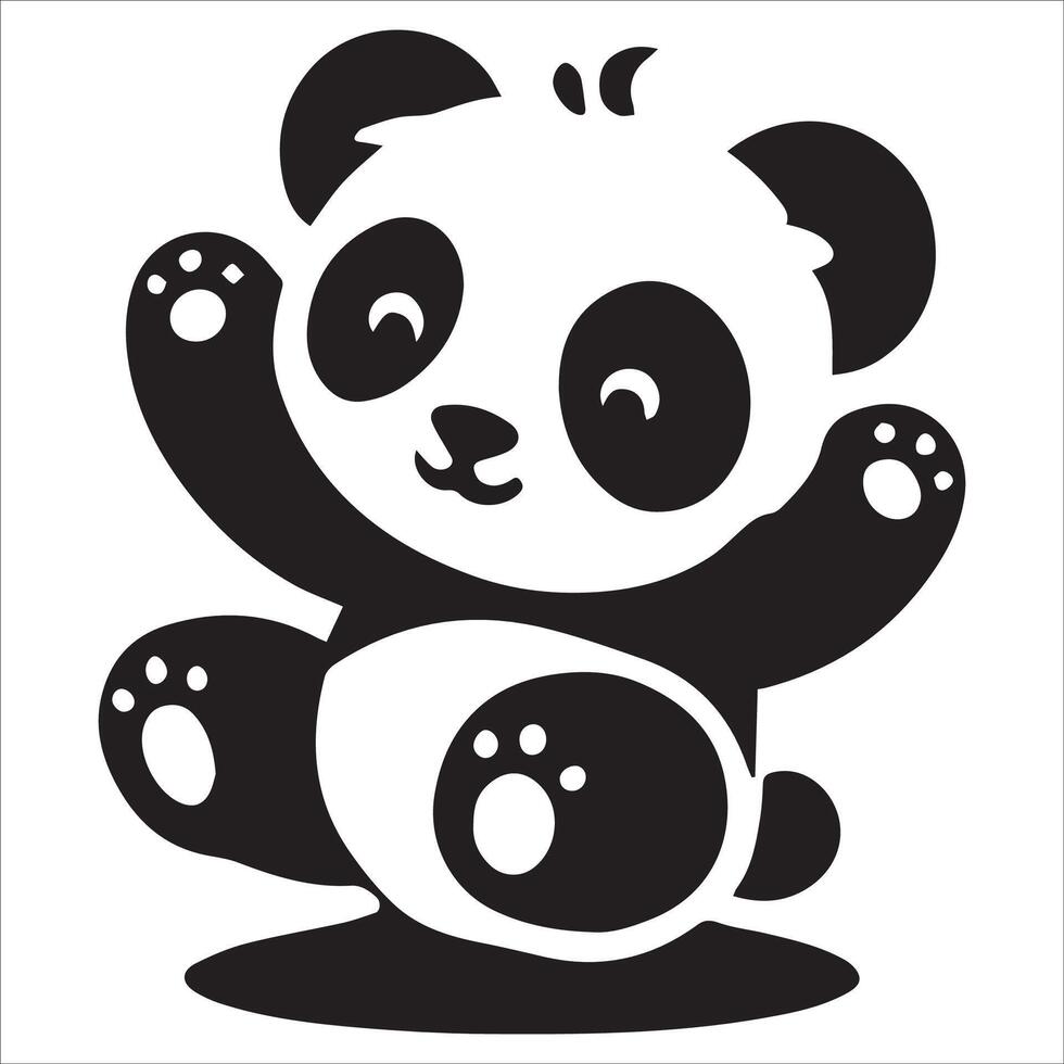 Panda Resting in Sitting Pose Silhouette vector