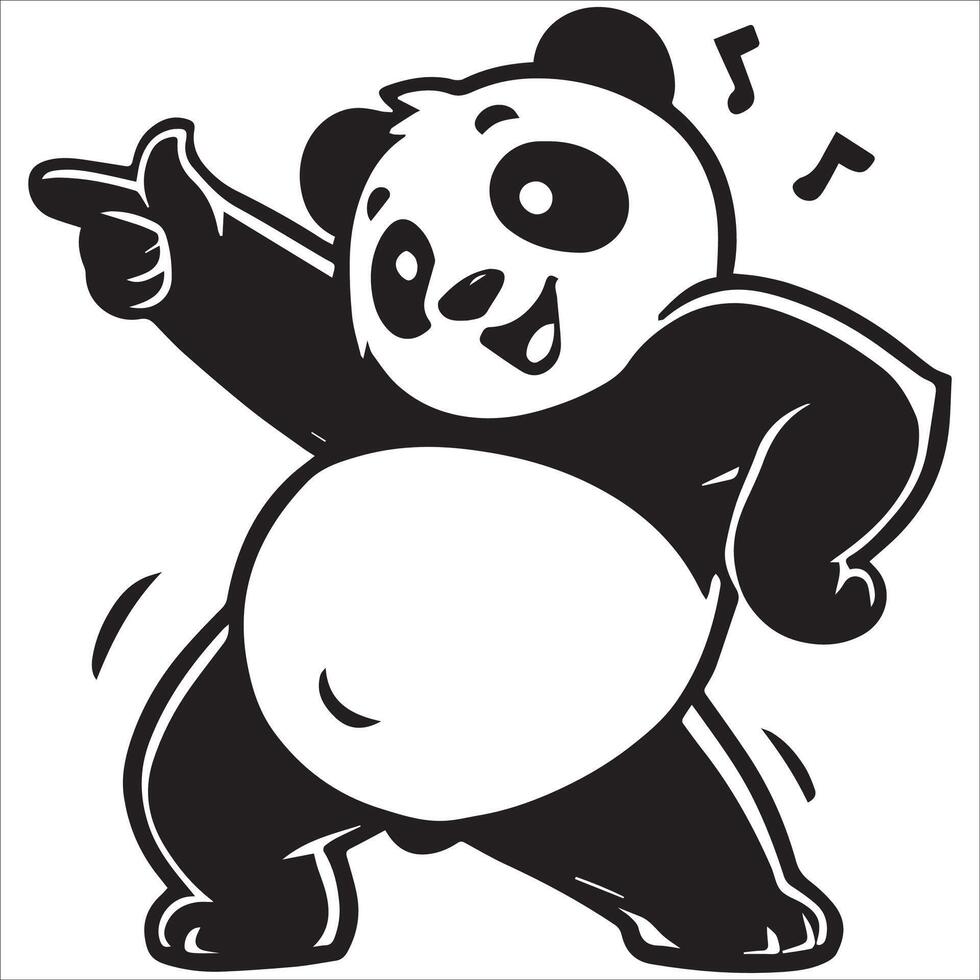 Minimalist Panda Dancing Silhouette vector