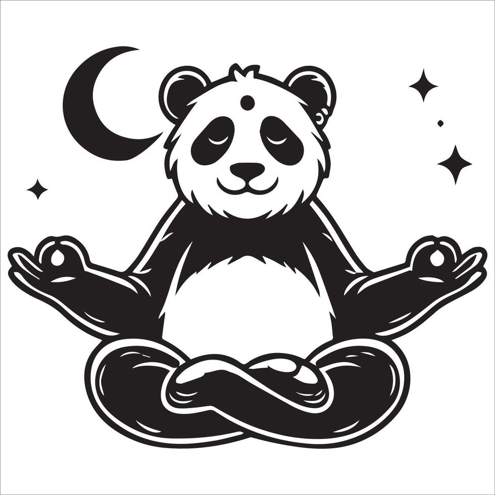 Relaxed Panda in Meditation Pose Illustration vector