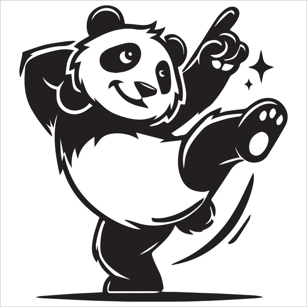 Groovy Panda Dance Silhouette Design vector