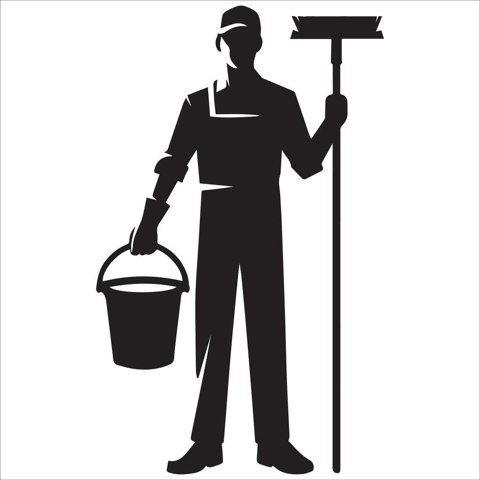 Dedicated Cleaner Silhouette Clipart vector