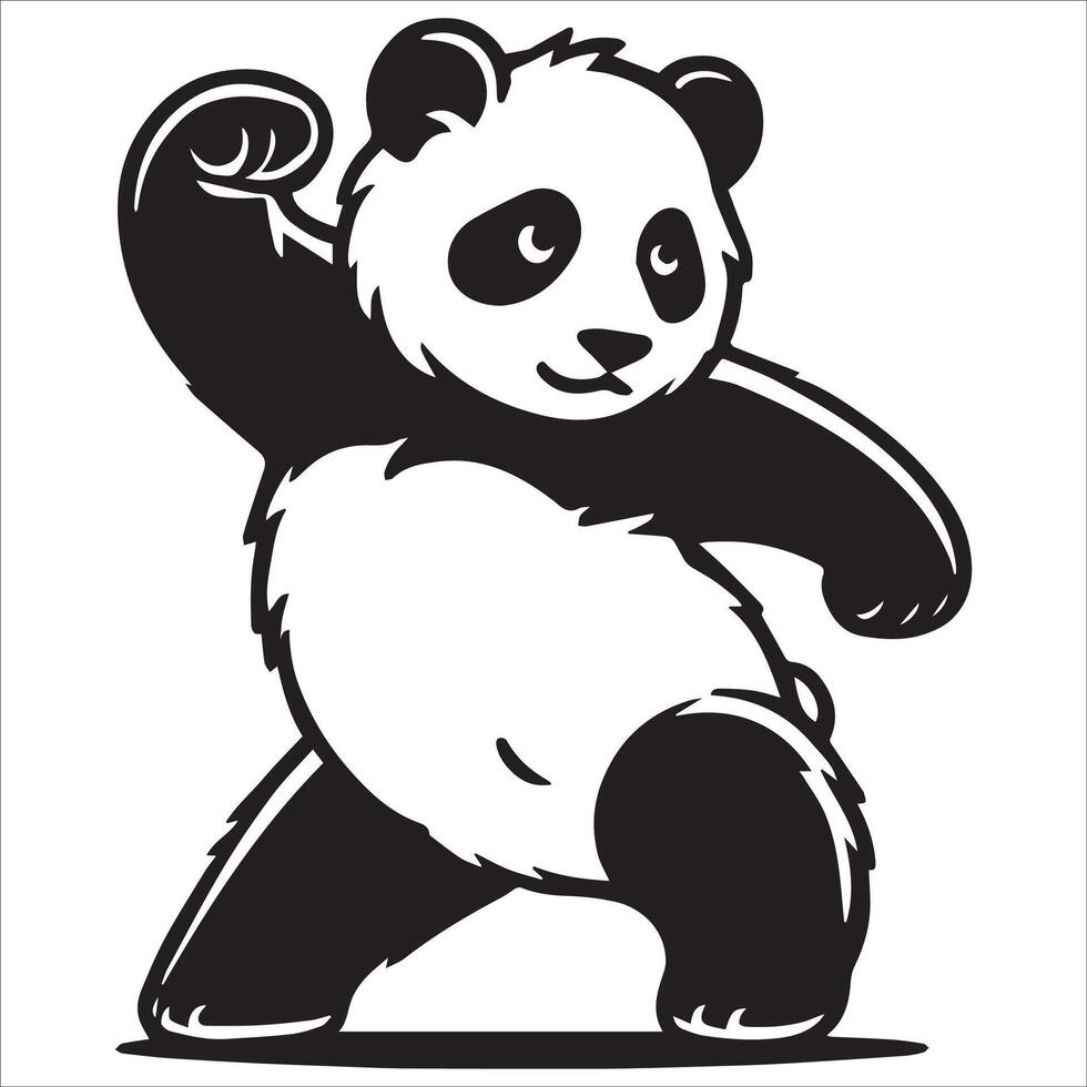 Fun Panda Dancing Silhouette Artwork vector