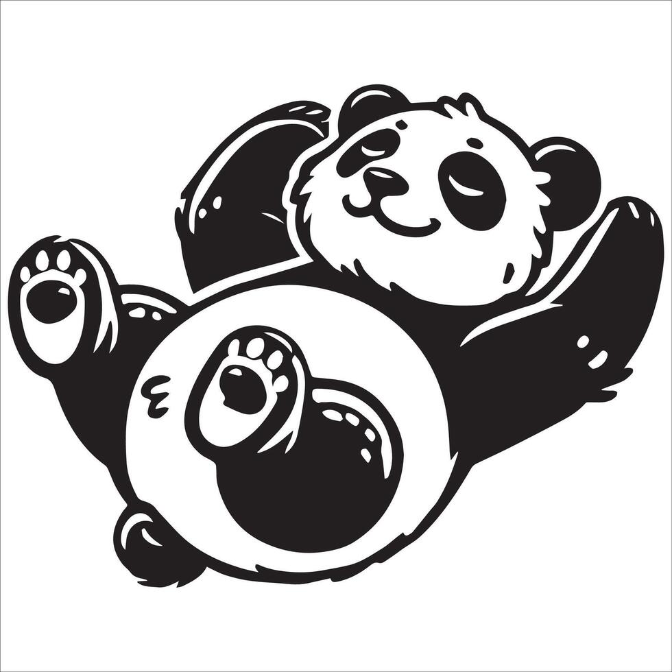Cozy Panda in Sleep Silhouette vector