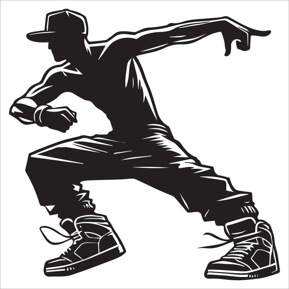 Cool Hip-Hop Dance Pose Silhouette Artwork vector