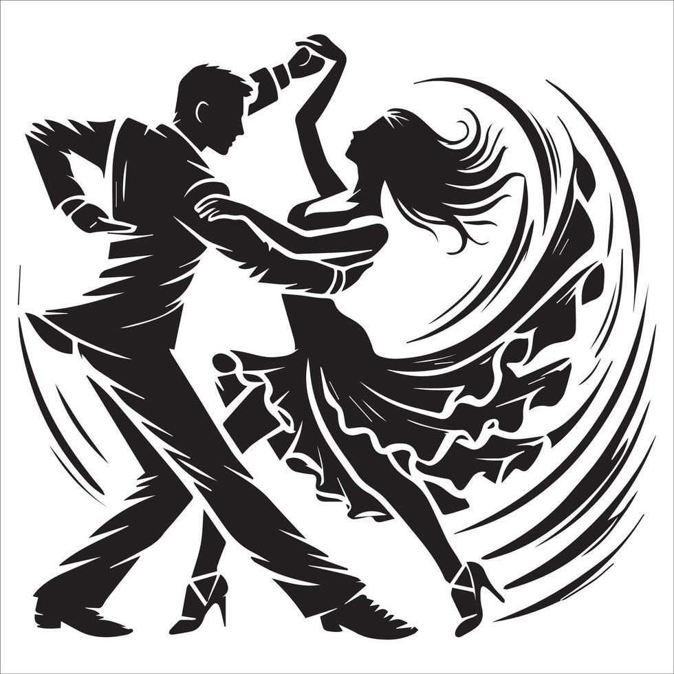 Bold Salsa Dance Silhouette Illustration vector