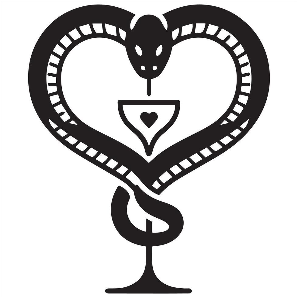 Black and White Snake and Wine Glass Artwork vector