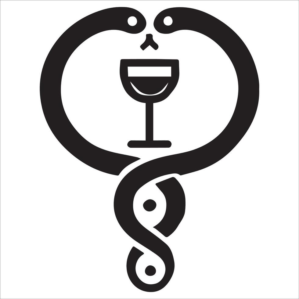 Sophisticated Snake Wrapped Around Wine Glass vector