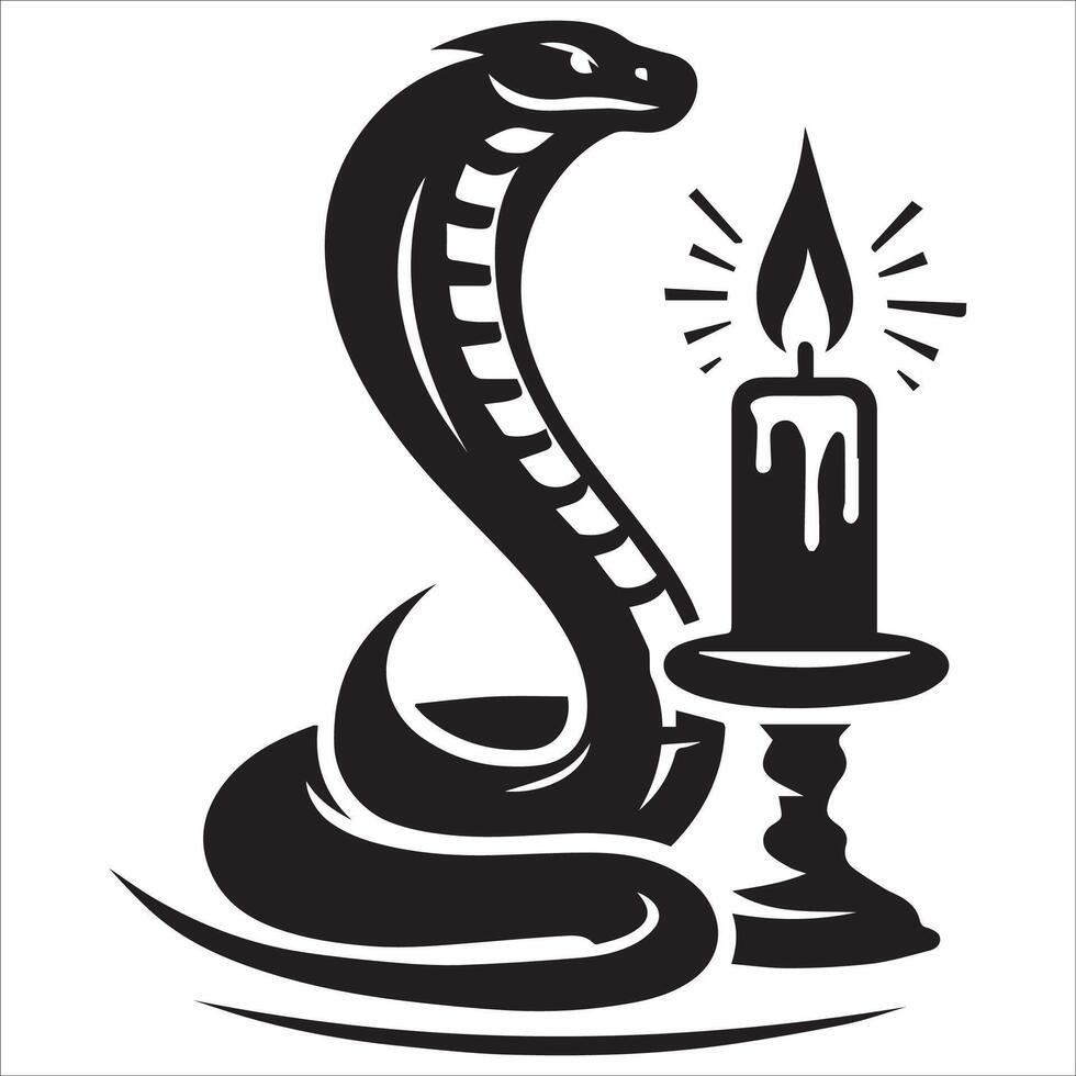 Majestic Cobra Wrapped Around a Candle vector